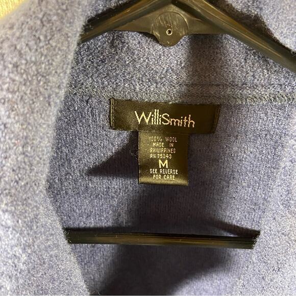 Willi Smith women Wool Sweater medium navy zip warm quiet luxury minimalist - Picture 6 of 9